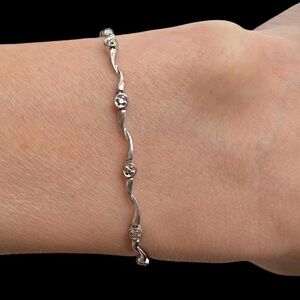 Dainty 10K White Gold & Natural Diamond Bracelet